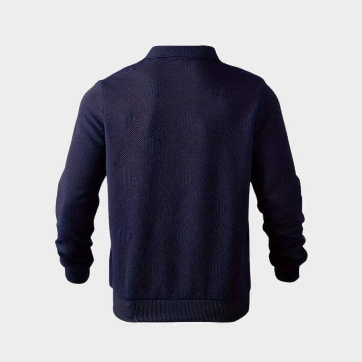 Theo | Men's Quarter-Zip Polo Collar Jumper Textured Knit Long Sleeve