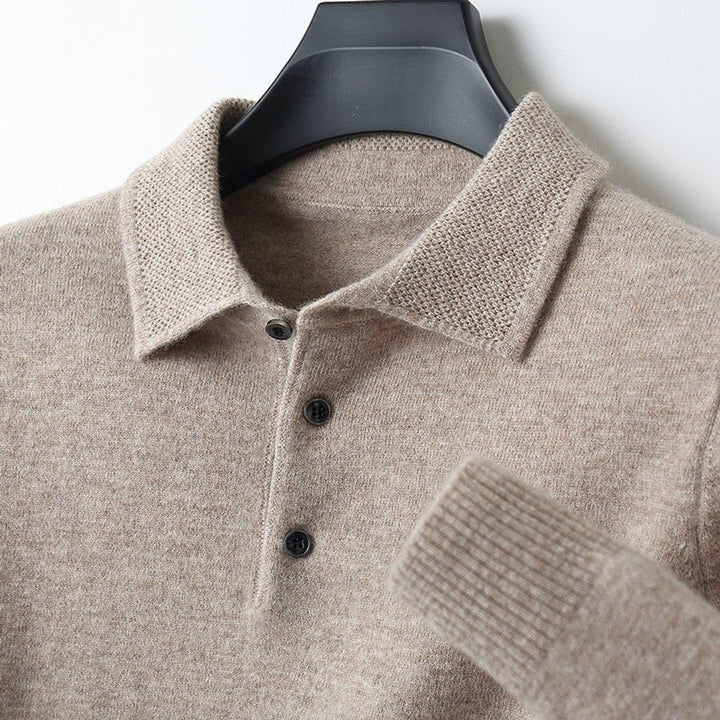 Noah | Men's Henley Long-Sleeve Regular Fit Knit Polo Jumper