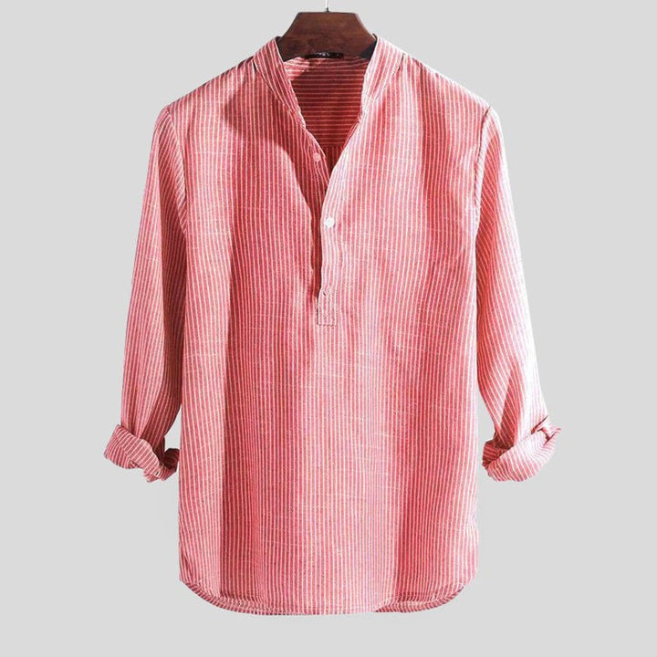 Freddie | Men's Waffle-Knit Henley Shirt Band Collar Long Sleeve