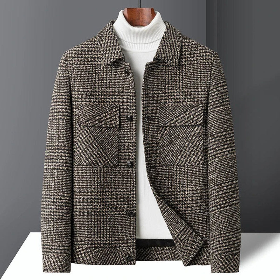 Theo | Mens Heritage Check Wool-Blend Jacket Coat