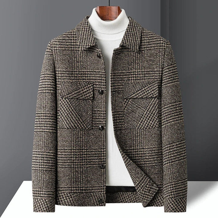 Theo | Mens Heritage Check Wool-Blend Jacket Coat