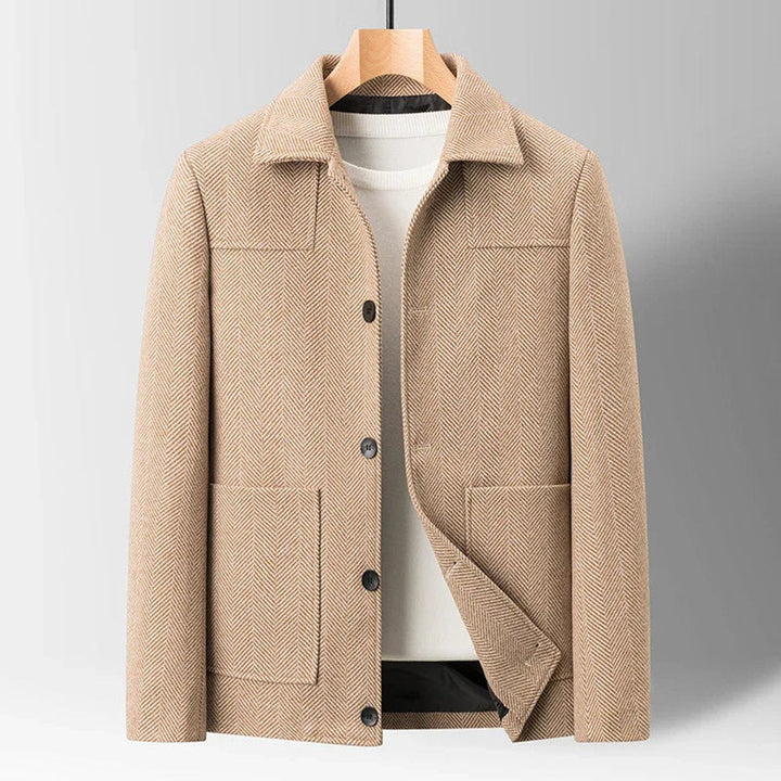 Jack | Mens Herringbone Wool-Blend Button-Up Jacket Coat
