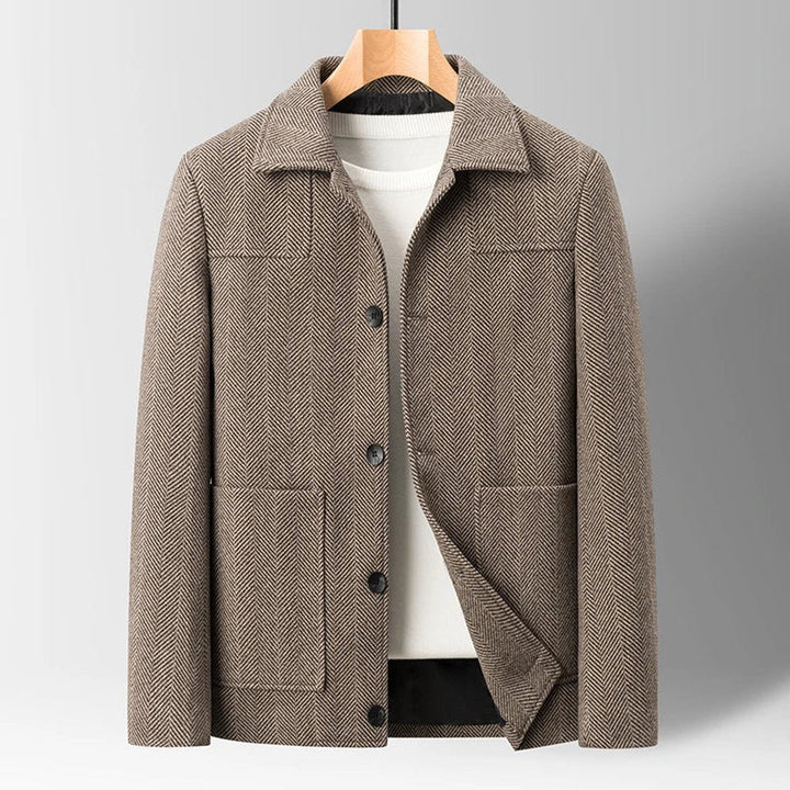 Jack | Mens Herringbone Wool-Blend Button-Up Jacket Coat