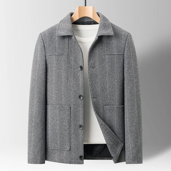 Jack | Mens Herringbone Wool-Blend Button-Up Jacket Coat