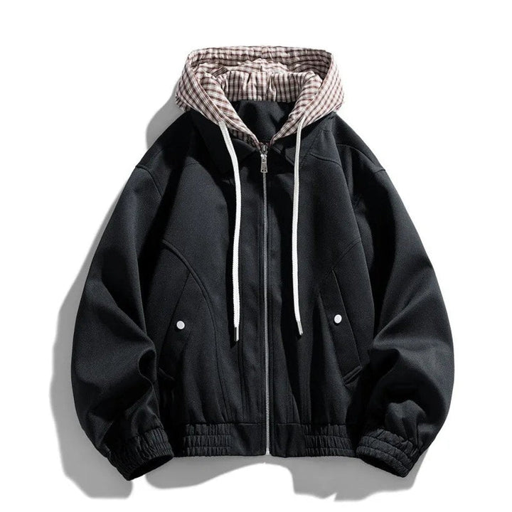 Arthur | Men's Hooded Bomber Jacket Plaid-Lined Zip-Up Coat