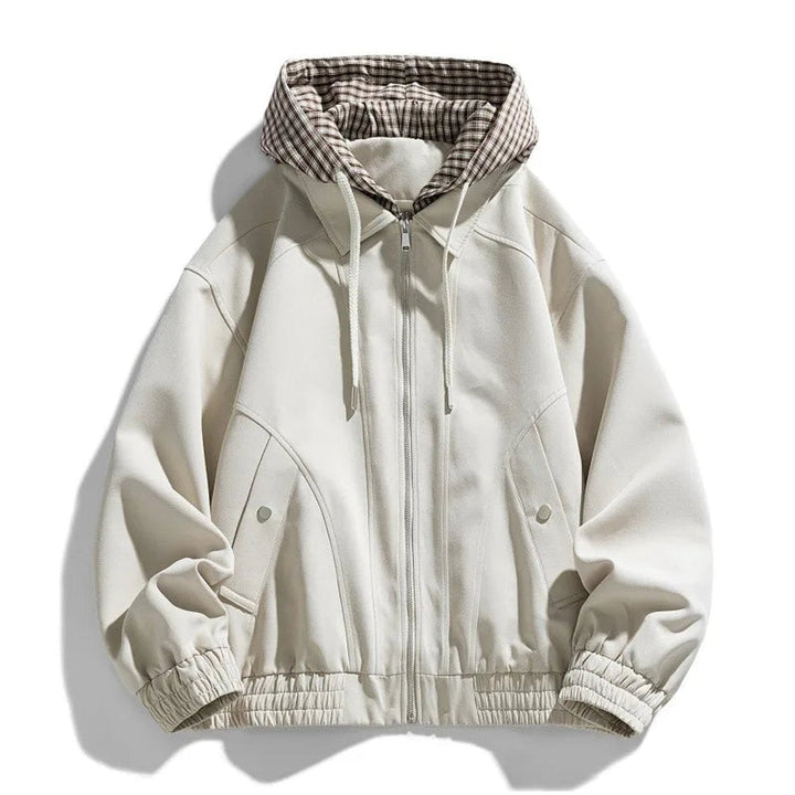 Arthur | Men's Hooded Bomber Jacket Plaid-Lined Zip-Up Coat