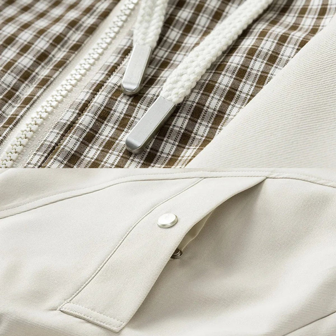 Arthur | Men's Hooded Bomber Jacket Plaid-Lined Zip-Up Coat