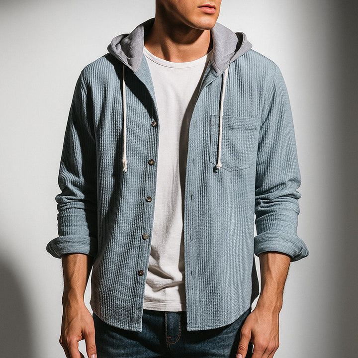 Muhammad | Mens Hooded Button-Front Corduroy Cardigan Jumper