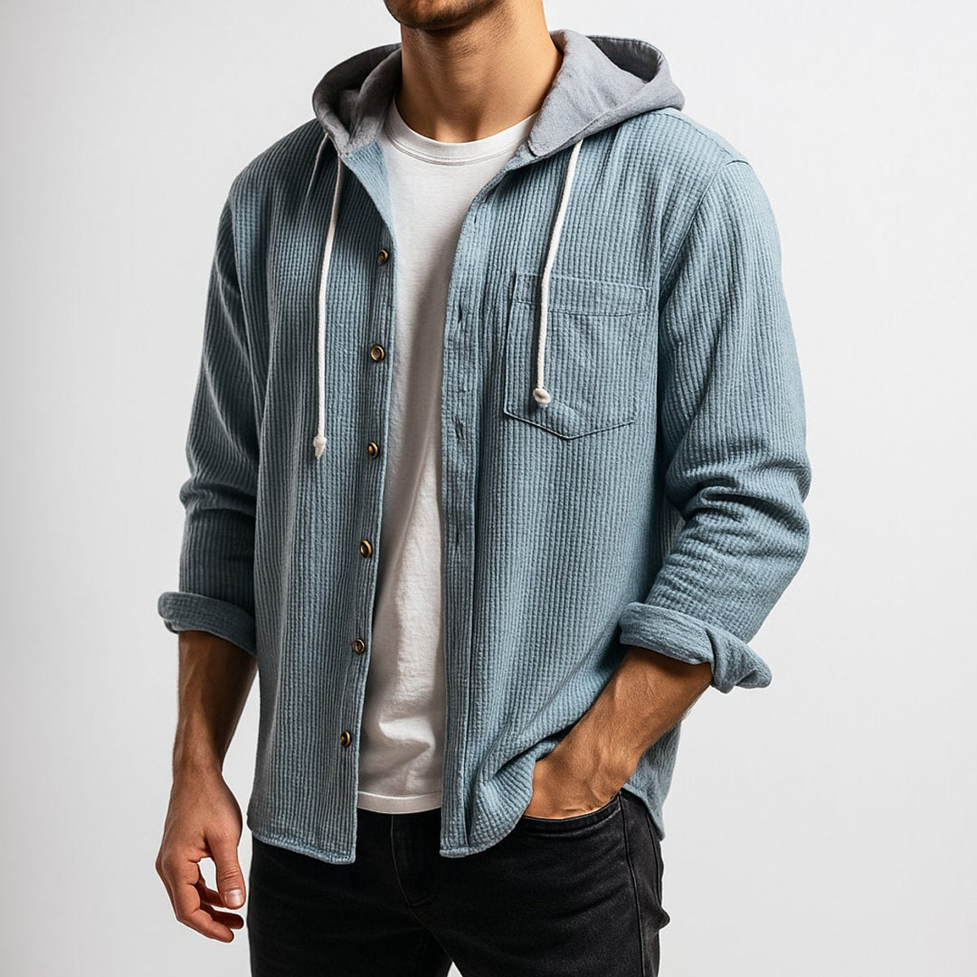 Muhammad | Mens Hooded Button-Front Corduroy Cardigan Jumper