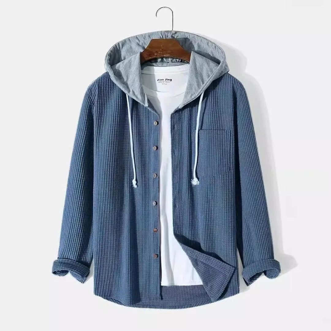 Muhammad | Mens Hooded Button-Front Corduroy Cardigan Jumper