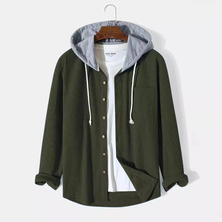 Muhammad | Mens Hooded Button-Front Corduroy Cardigan Jumper