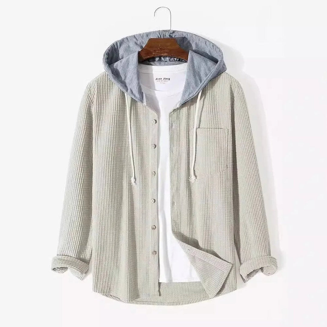 Muhammad | Mens Hooded Button-Front Corduroy Cardigan Jumper