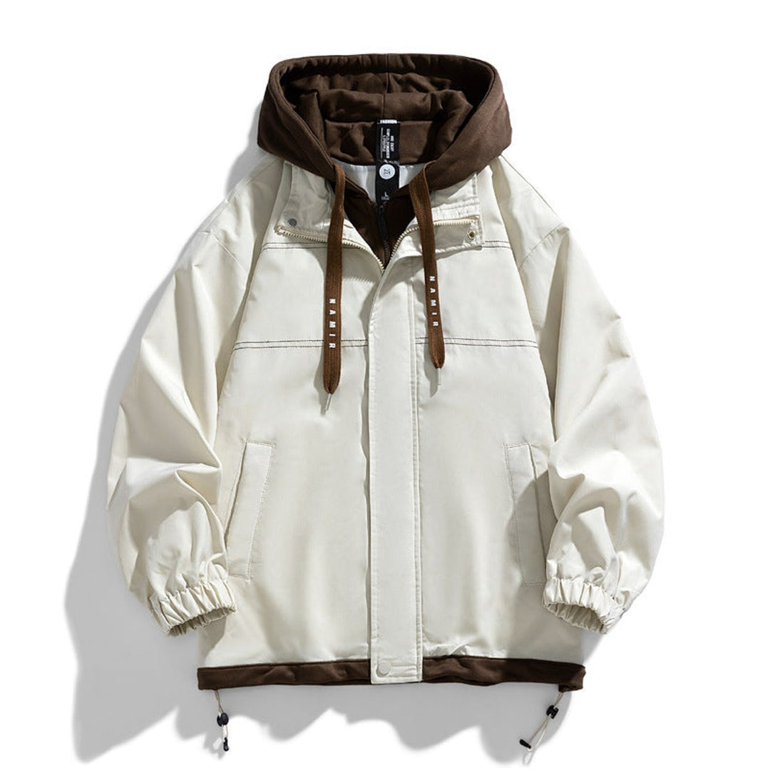 Archie | Men's Hooded Contrast-Trim Relaxed Fit Bomber Jacket Coat