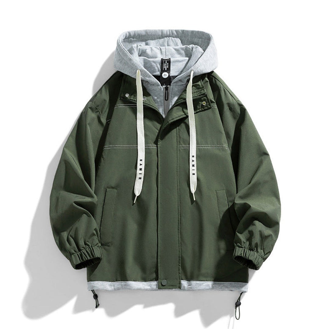 Archie | Men's Hooded Contrast-Trim Relaxed Fit Bomber Jacket Coat