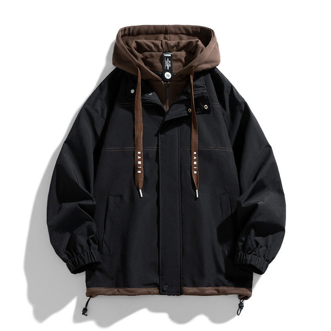 Archie | Men's Hooded Contrast-Trim Relaxed Fit Bomber Jacket Coat