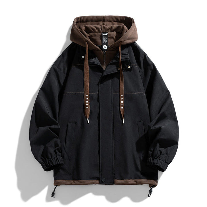 Archie | Men's Hooded Contrast-Trim Relaxed Fit Bomber Jacket Coat