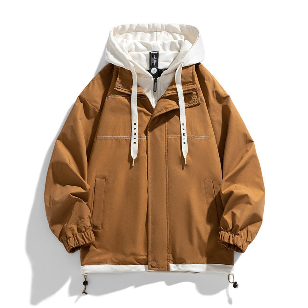 Archie | Men's Hooded Contrast-Trim Relaxed Fit Bomber Jacket Coat