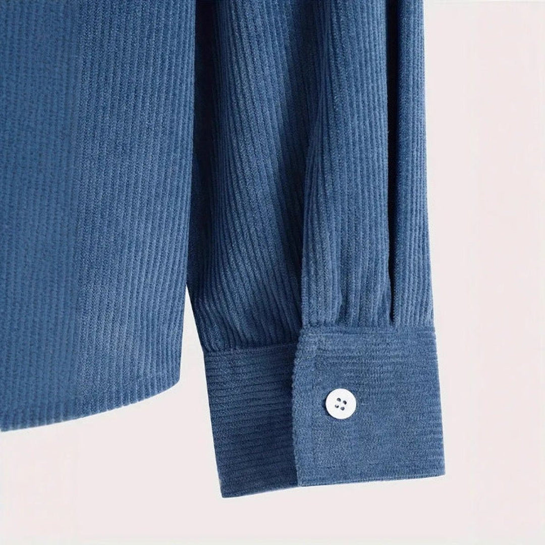 Archie | Men's Hooded Corduroy Overshirt Button-Through Contrast Hood