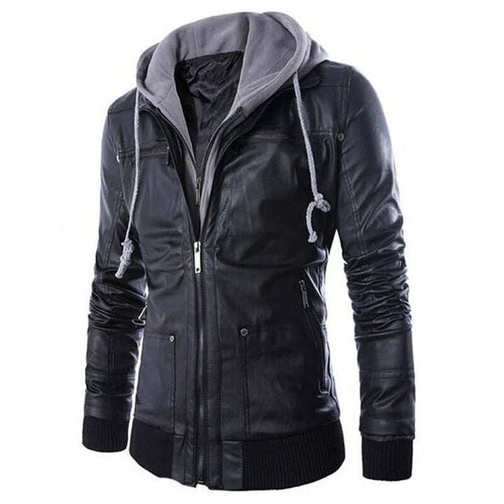 Archie | Men's Hooded Faux Leather Bomber Jacket Regular Fit