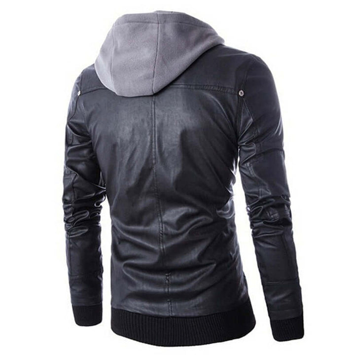 Archie | Men's Hooded Faux Leather Bomber Jacket Regular Fit