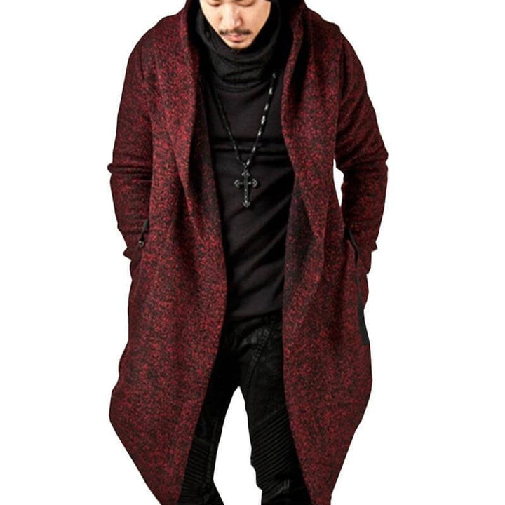 William | Men's Hooded Long-Line Open-Front Knit Cardigan Jacket
