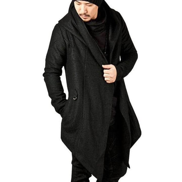 William | Men's Hooded Long-Line Open-Front Knit Cardigan Jacket