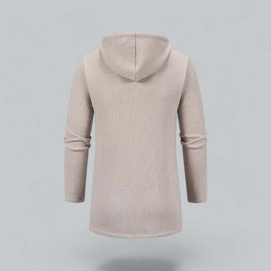Charlie | Men's Hooded Longline Waterproof Jacket Ribbed Knit Winter Coat