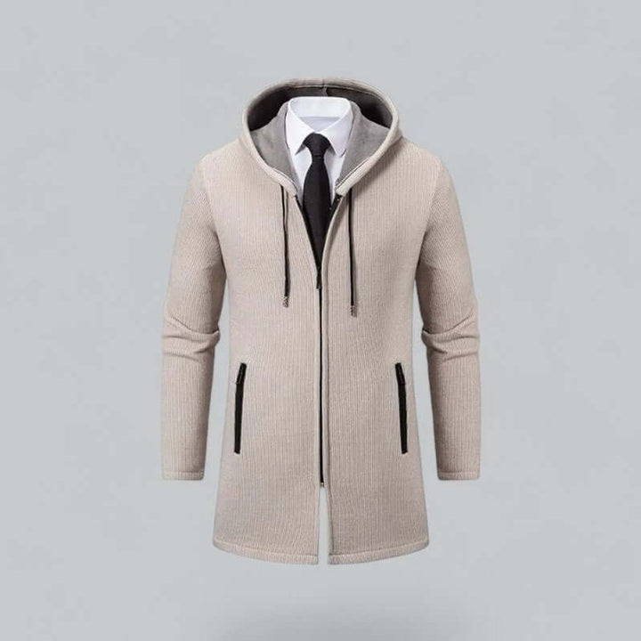 Charlie | Men's Hooded Longline Waterproof Jacket Ribbed Knit Winter Coat