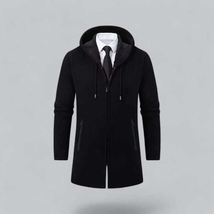 Charlie | Men's Hooded Longline Waterproof Jacket Ribbed Knit Winter Coat