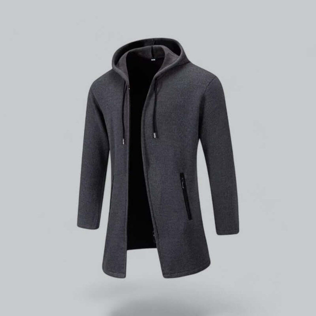 Charlie | Men's Hooded Longline Waterproof Jacket Ribbed Knit Winter Coat