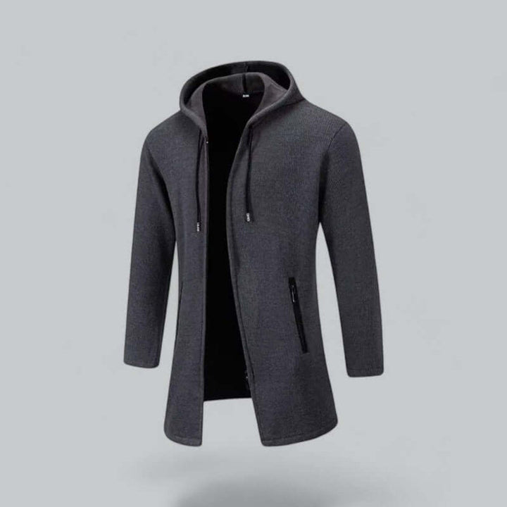 Charlie | Men's Hooded Longline Waterproof Jacket Ribbed Knit Winter Coat