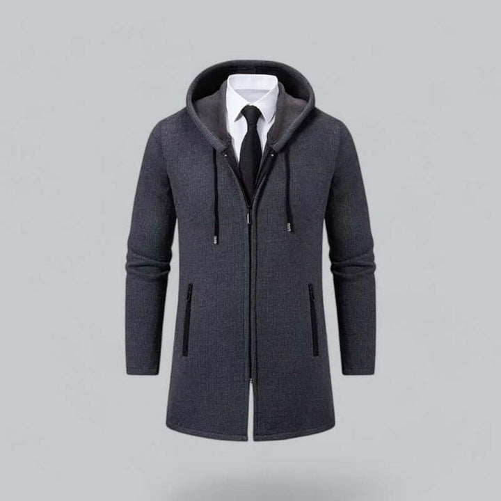 Charlie | Men's Hooded Longline Waterproof Jacket Ribbed Knit Winter Coat