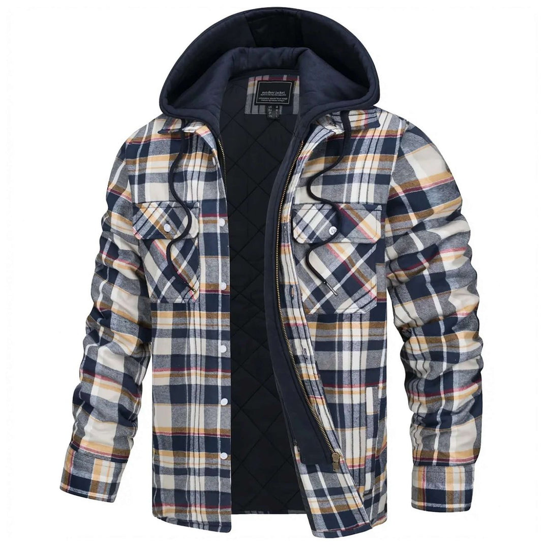 Jack | Men's Hooded Quilted Lined Check Flannel Shirt Jacket