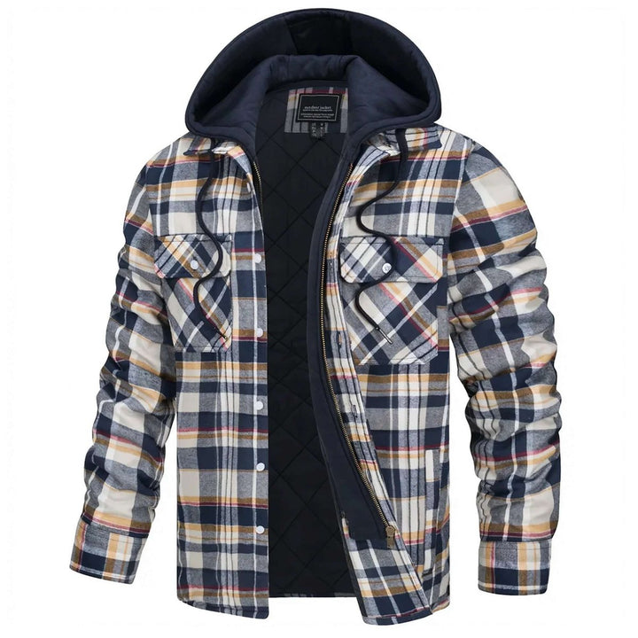 Jack | Men's Hooded Quilted Lined Check Flannel Shirt Jacket