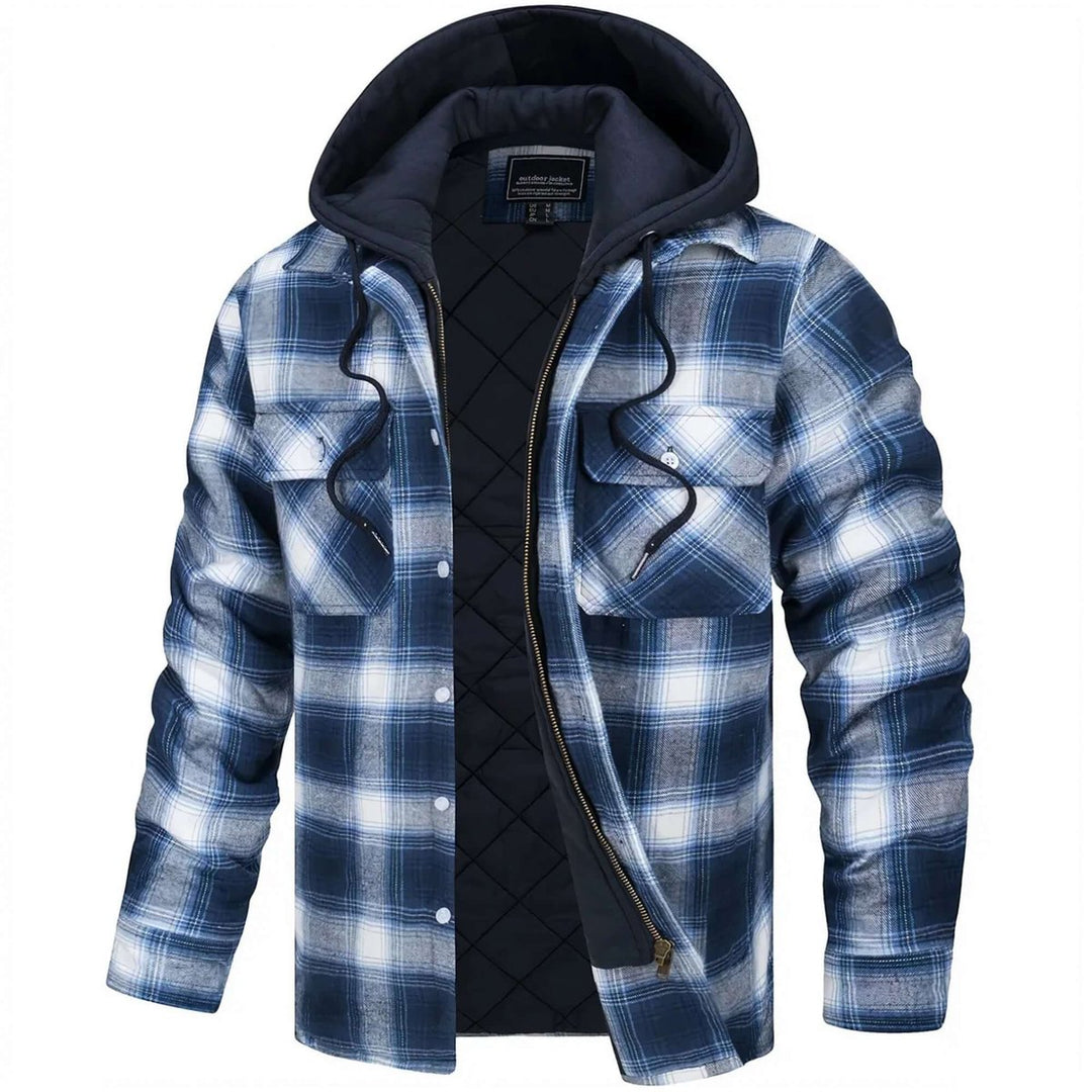 Jack | Men's Hooded Quilted Lined Check Flannel Shirt Jacket
