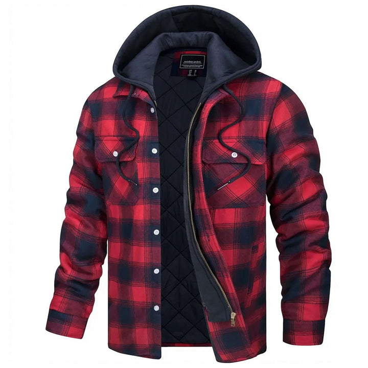 Jack | Men's Hooded Quilted Lined Check Flannel Shirt Jacket