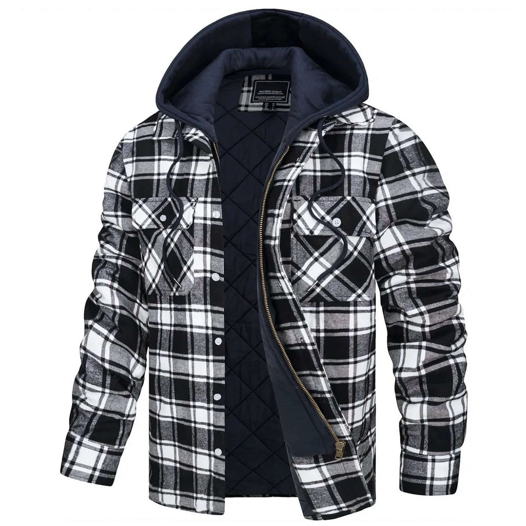 Jack | Men's Hooded Quilted Lined Check Flannel Shirt Jacket