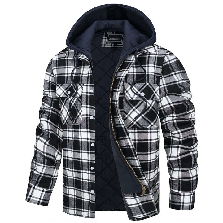Jack | Men's Hooded Quilted Lined Check Flannel Shirt Jacket
