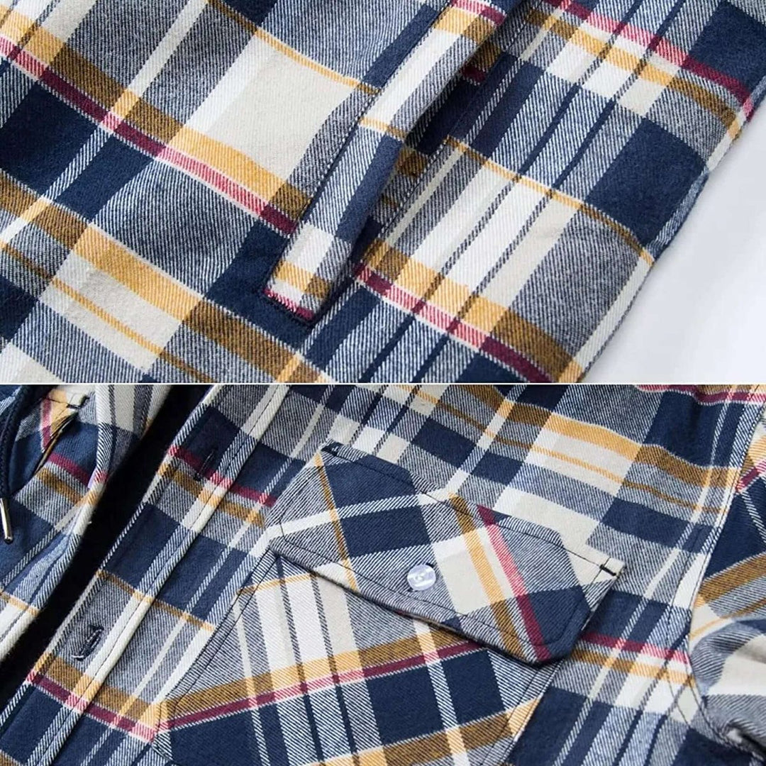 Jack | Men's Hooded Quilted Lined Check Flannel Shirt Jacket