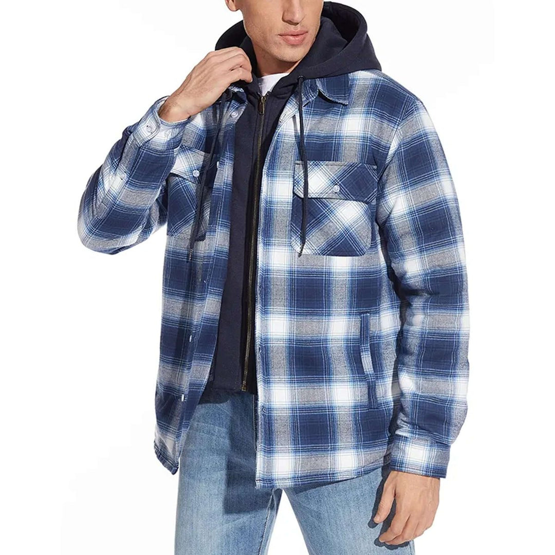 Jack | Men's Hooded Quilted Lined Check Flannel Shirt Jacket
