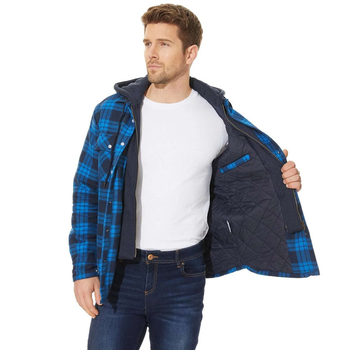 Jack | Men's Hooded Quilted Lined Check Flannel Shirt Jacket