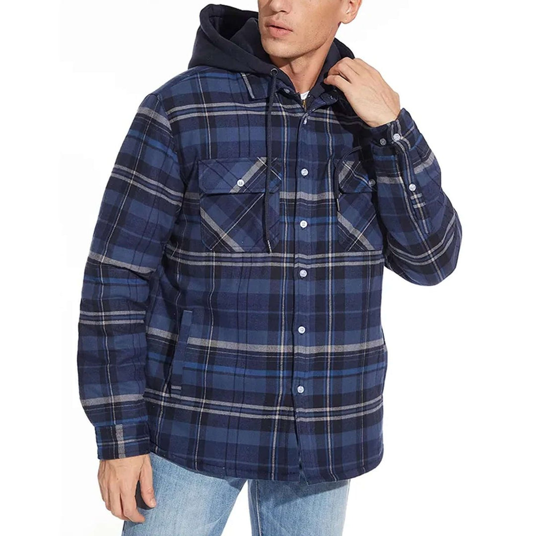 Jack | Men's Hooded Quilted Lined Check Flannel Shirt Jacket