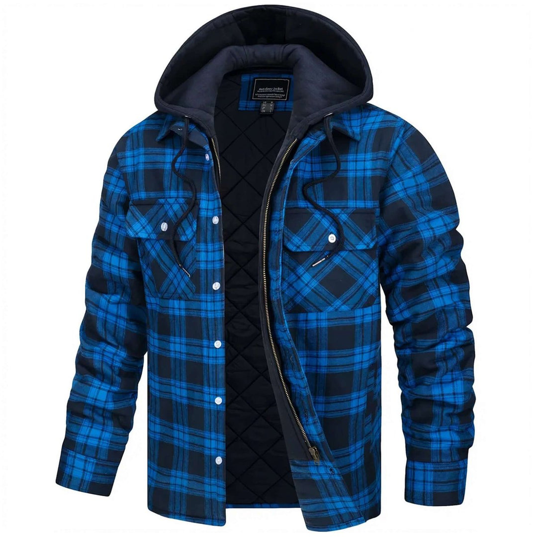 Jack | Men's Hooded Quilted Lined Check Flannel Shirt Jacket