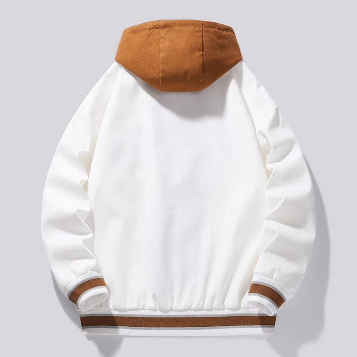 Muhammad | Men's Hooded Varsity Bomber Jacket Snap-Button Relaxed Fit
