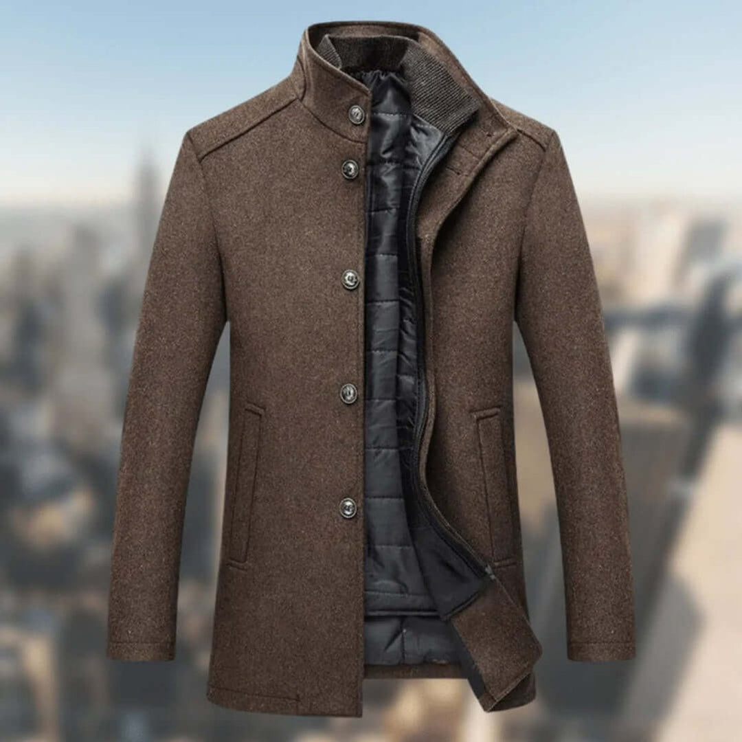 Harry | Mens Insulated Standing-Collar Wool-Look Winter Coat Jacket