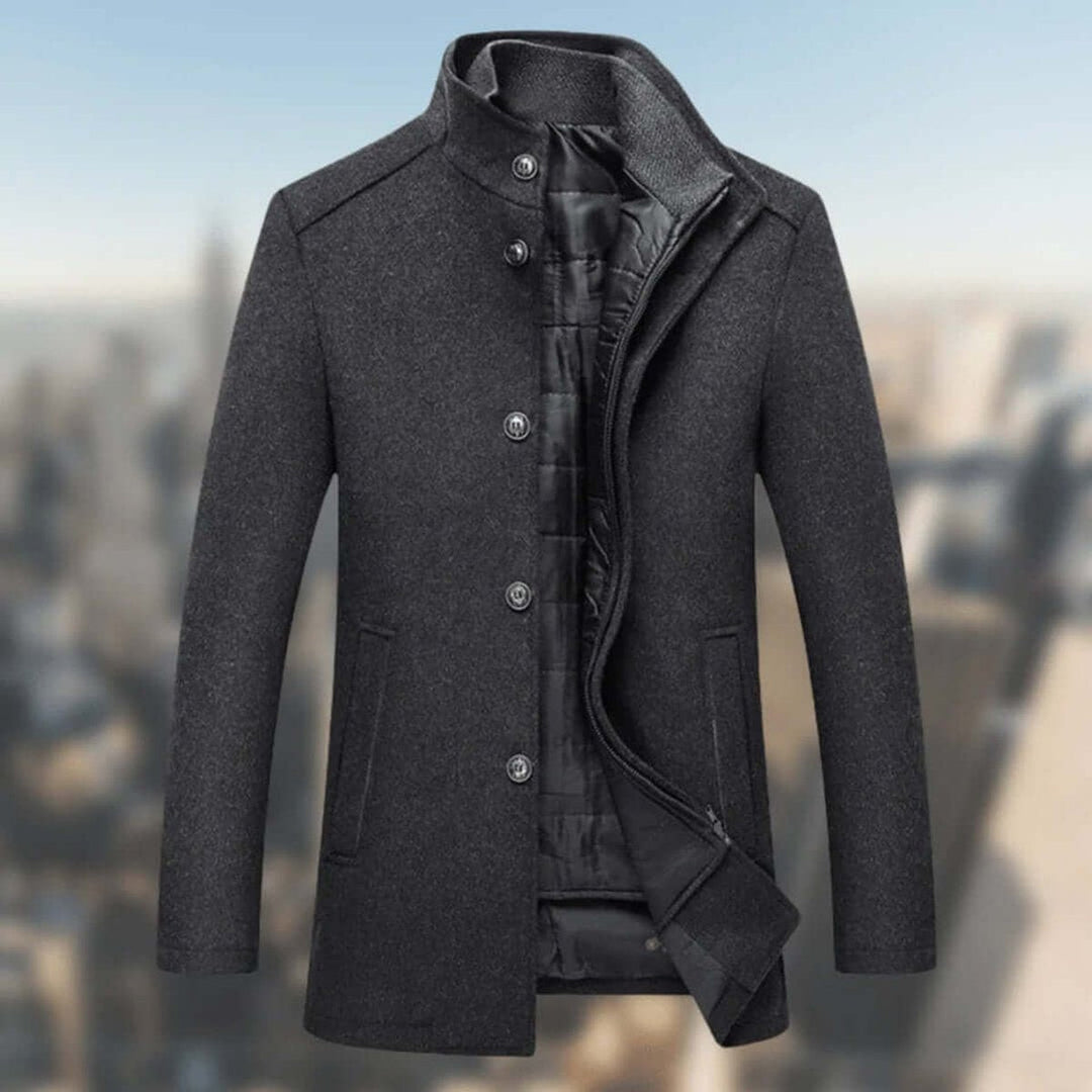 Harry | Mens Insulated Standing-Collar Wool-Look Winter Coat Jacket