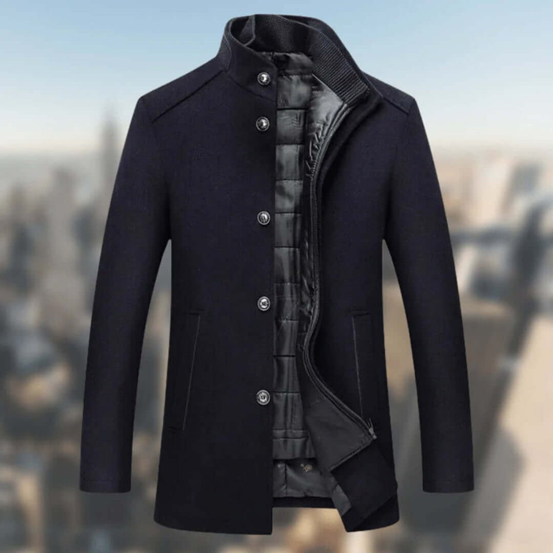 Harry | Mens Insulated Standing-Collar Wool-Look Winter Coat Jacket