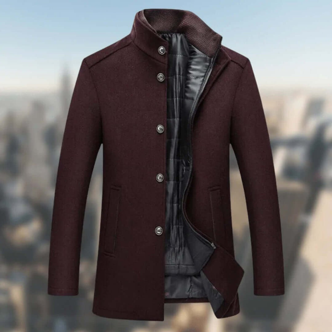 Harry | Mens Insulated Standing-Collar Wool-Look Winter Coat Jacket