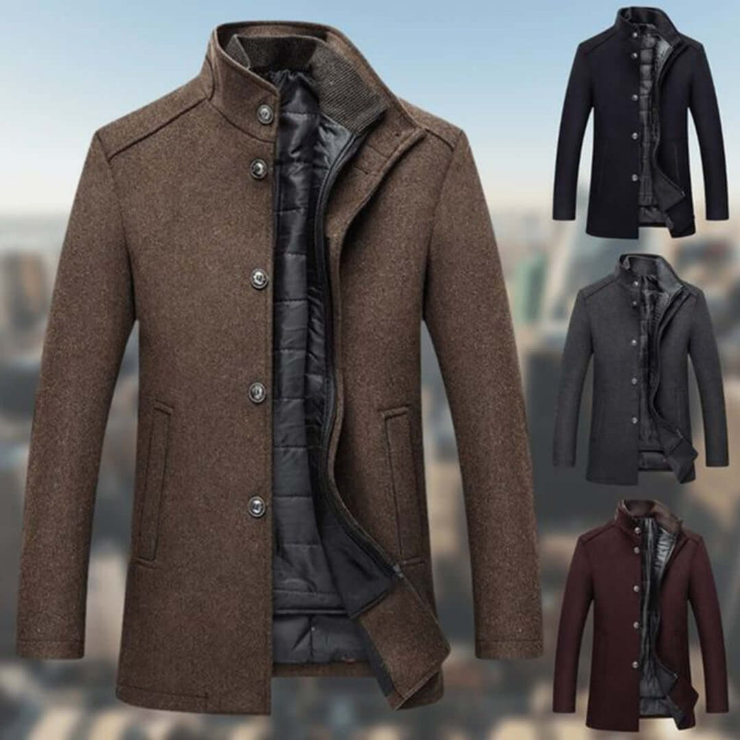 Harry | Mens Insulated Standing-Collar Wool-Look Winter Coat Jacket