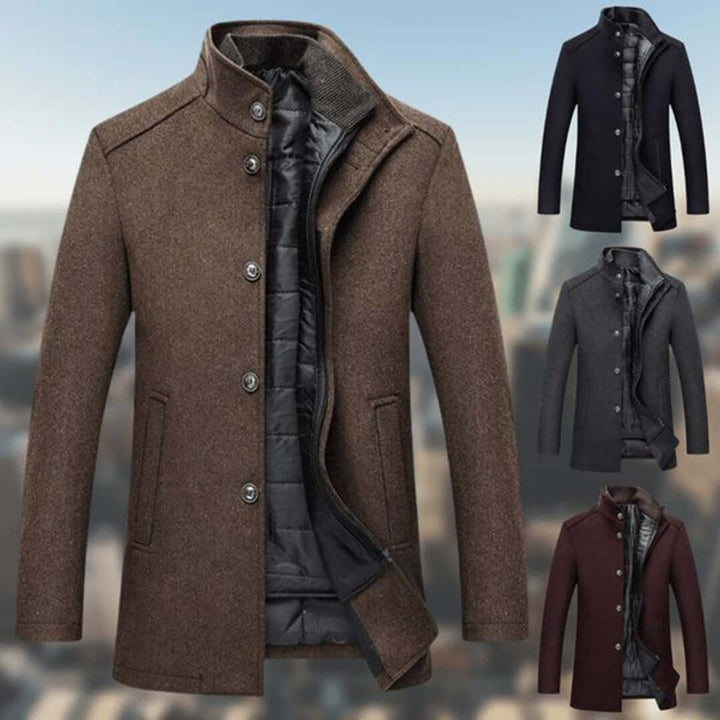 Harry | Mens Insulated Standing-Collar Wool-Look Winter Coat Jacket